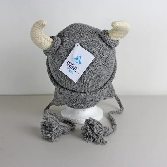 DeLux Knitwits Grey Viking Pilot Knit Hat - Picture 4 of 12